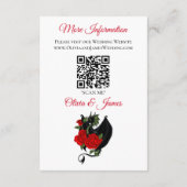 Black Dragon Red Roses Fantasy Bruiloft Informatiekaartje (Achterkant)