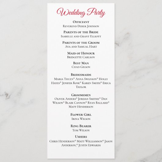 Black Dragon Red Roses Fantasy Bruiloft Programma (Achterkant)