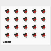 Black Dragon Red Roses Fantasy Bruiloft Ronde Sticker (Vel)