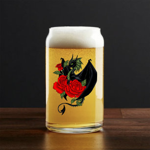 Black Dragon Red Roses Lavendel Blikvorm Glas