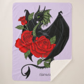 Black Dragon Red Roses Lavendel Sherpa Deken (Voorkant)
