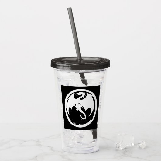 Black Dragon rook acryltumbler Acryl Drinkbeker (Voorkant ijs)