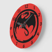 Black Dragon rouge horloge murale avec numéros (Angle)