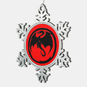 Black Dragon Rouge ornement de flocon de neige (Vue impression)