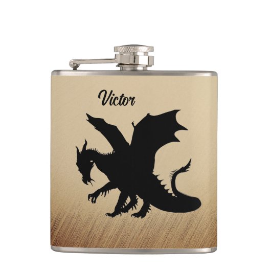 Black Dragon Rustic Background Personal Heupfles (Voorkant)