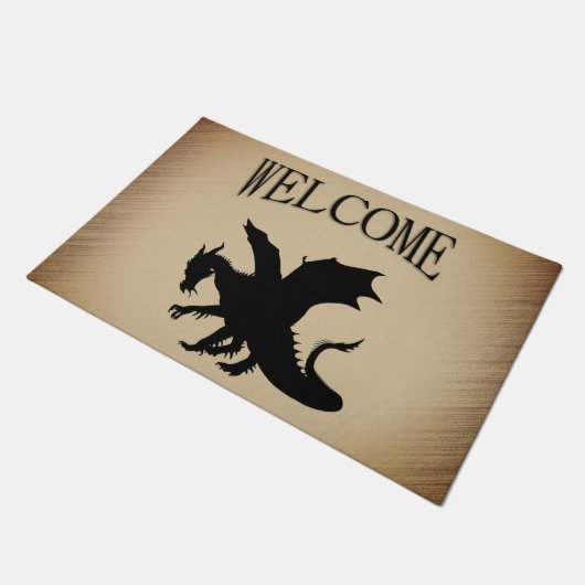 Black Dragon Rustic Background Welcome Deurmat (Schuin)