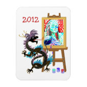 Black Dragon schildert je portret op Premium Magne Magneet (Verticaal)