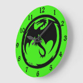 Black Dragon vert horloge murale avec numéros (Angle)