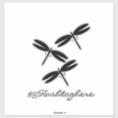 Black Dragonfly Name Script Car Sticker (Vel)