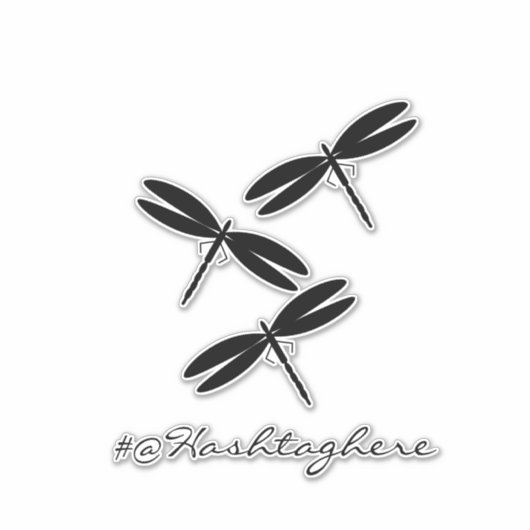 Black Dragonfly Name Script Car Sticker (Voorkant)