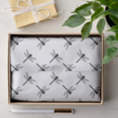 Black Dragonfly Pattern op White Tissuepapier (Geschenk)