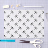 Black Dragonfly Pattern op White Tissuepapier (Craft)
