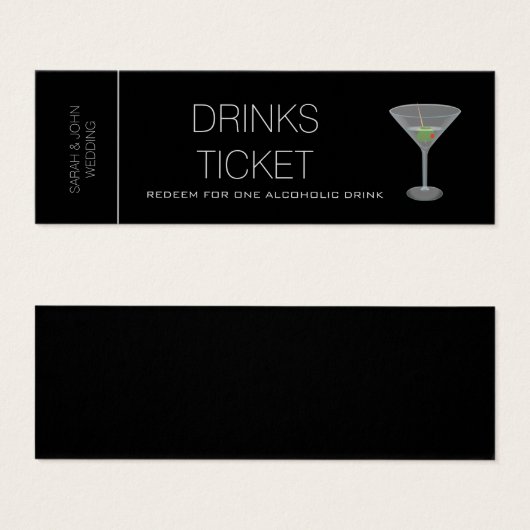 Black Drink Billet de mariage Réception Mini carte (Devant & derrière)