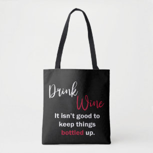 Black Drink Wine Funny Gezegde gepersonaliseerd Draagtas