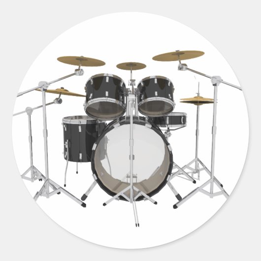 Black Drum Kit: Ronde Sticker (Voorkant)