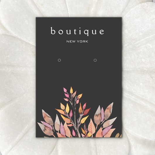 Black Earthy Leaves Jewelry Earring Display Kaart