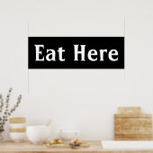 Black Eat Here Wall Art Poster Imprimer (Cuisine)