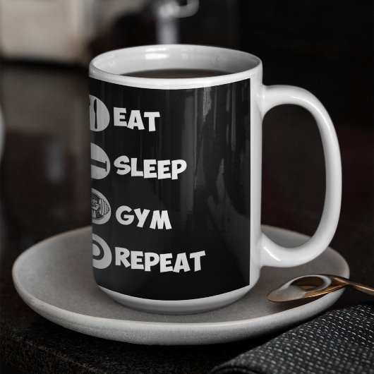 Black Eat Sleep Gym Repo Pictogram Mok