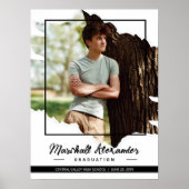 Black Edgy Abstract Torn Photo Afstuderen Poster (Voorkant)