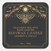 Black Editable Tarot Honeybee Étiquette (Devant)
