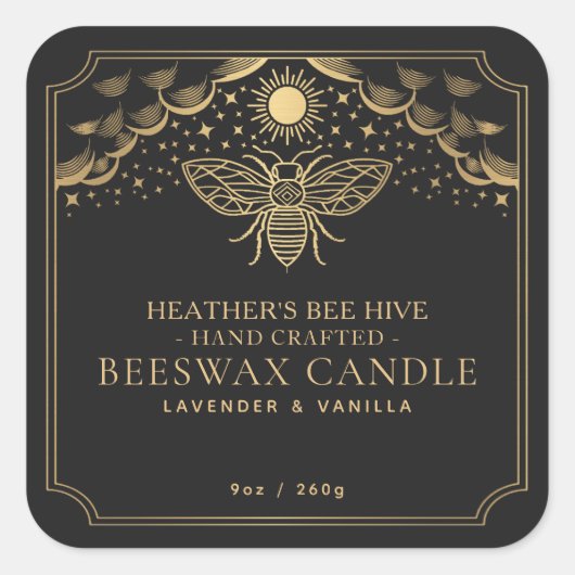 Black Editable Tarot Honeybee Étiquette (Devant)
