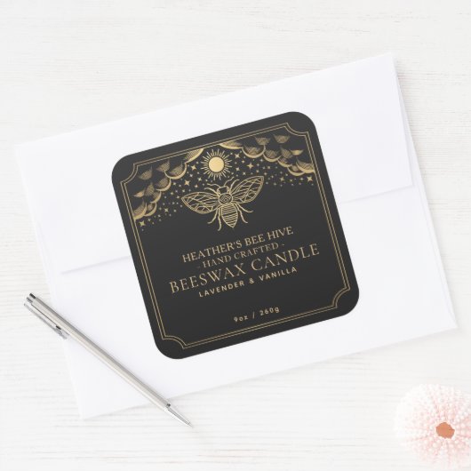 Black Editable Tarot Honeybee Étiquette (Enveloppe)