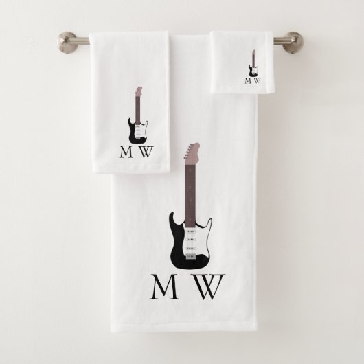 Black Electric Guitar Design Monogrammed (En situation)
