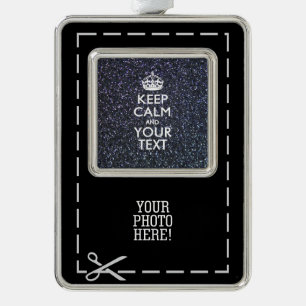 Black Elegance Keep Calm Jouw tekst Verzilverd Kader Ornament