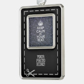 Black Elegance Keep Calm Jouw tekst Verzilverd Kader Ornament (Links)
