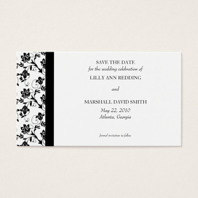 Black Elegance Save The Date Kaart (Voorkant)