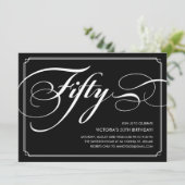 Black Elegant 50th Birthday Invitations Kaart (Staand voorkant)