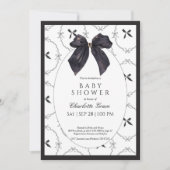 Black Elegant Bow Baby shower Uitnodiging (Voorkant)