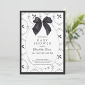 Black Elegant Bow Baby shower Uitnodiging (Staand voorkant)