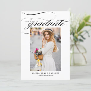 Black Elegant Calligraphy Photo Afstuderen Aankondiging