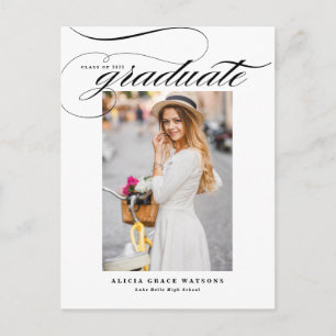 Black Elegant Calligraphy Photo Afstuderen Aankondigingskaart