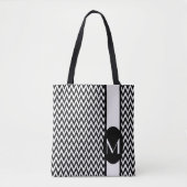 Black Elegant Chevron Design met monogram Draagtas (Voorkant)