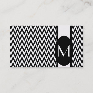 Black Elegant Chevron Monogram Visitekaartje