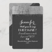 Black Elegant Chic Faux Foil en Glitter Kaart (Voorkant / Achterkant)
