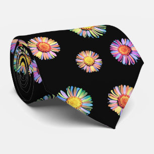 Black Elegant & Colorful Classy Floral Boho Daisy Stropdas