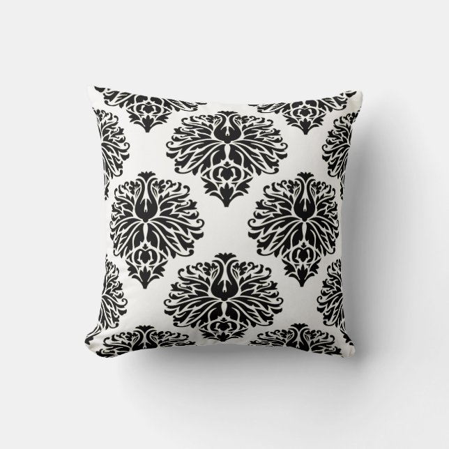 Black Elegant Damask Kussen (Voorkant)