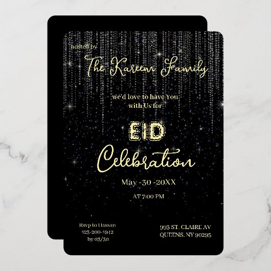 Black Elegant EId Celebration Eid Party Invitation (Recto/Verso)