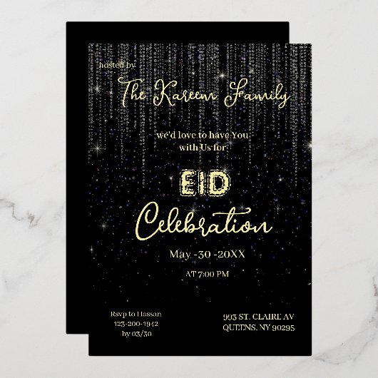 Black Elegant EId Celebration Eid Party Invitation (Recto/Verso)