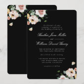 Black Elegant Floral Wedding Kaart (Voorkant / Achterkant)