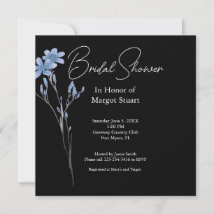 Black Elegant Flower White Script-Vrijgezellenfees