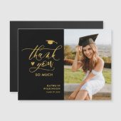 Black Elegant Gold Script Afstuderen Hartelijk dan (Voorkant / Achterkant)