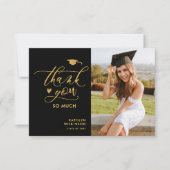 Black Elegant Gold Script Afstuderen Hartelijk dan Kaart (Voorkant)
