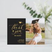 Black Elegant Gold Script Afstuderen Hartelijk dan Kaart (Staand voorkant)