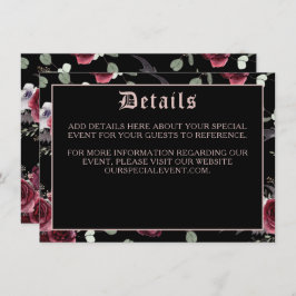 Black Elegant Gothic Bat and Roos Enclosure Card