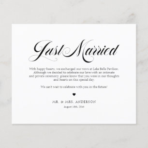 Black Elegant Gras Calligraphie Juste Marié Carte