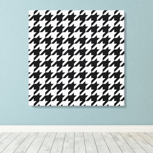 Black Elegant Houndstooth Canvas Afdruk (Insitu (Houten vloer))